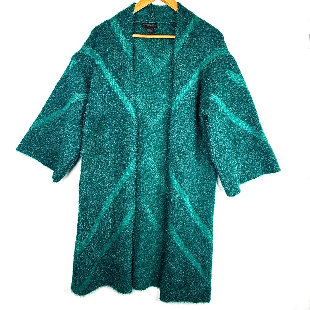 Steve Madden Green Fuzzy Open Cardigan OSFM